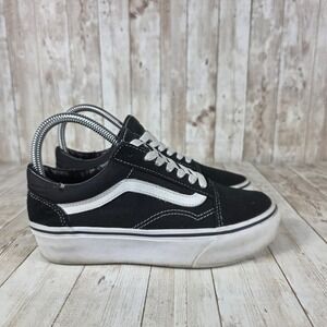 Vans‎ Old Skool Platform Sneakers Black White Women's Size 5.5 Casual Shoes